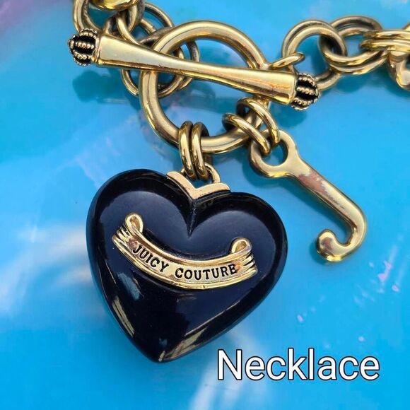 Juicy Couture Y2K Root Beer Gold Plated Heart Vintage Charm Bracelet&Necklace Se - Picture 4 of 9
